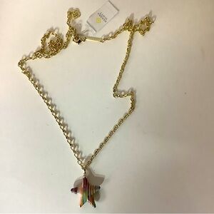 Kendra Scott Carved Jae Star Gold along Pendant Necklace New